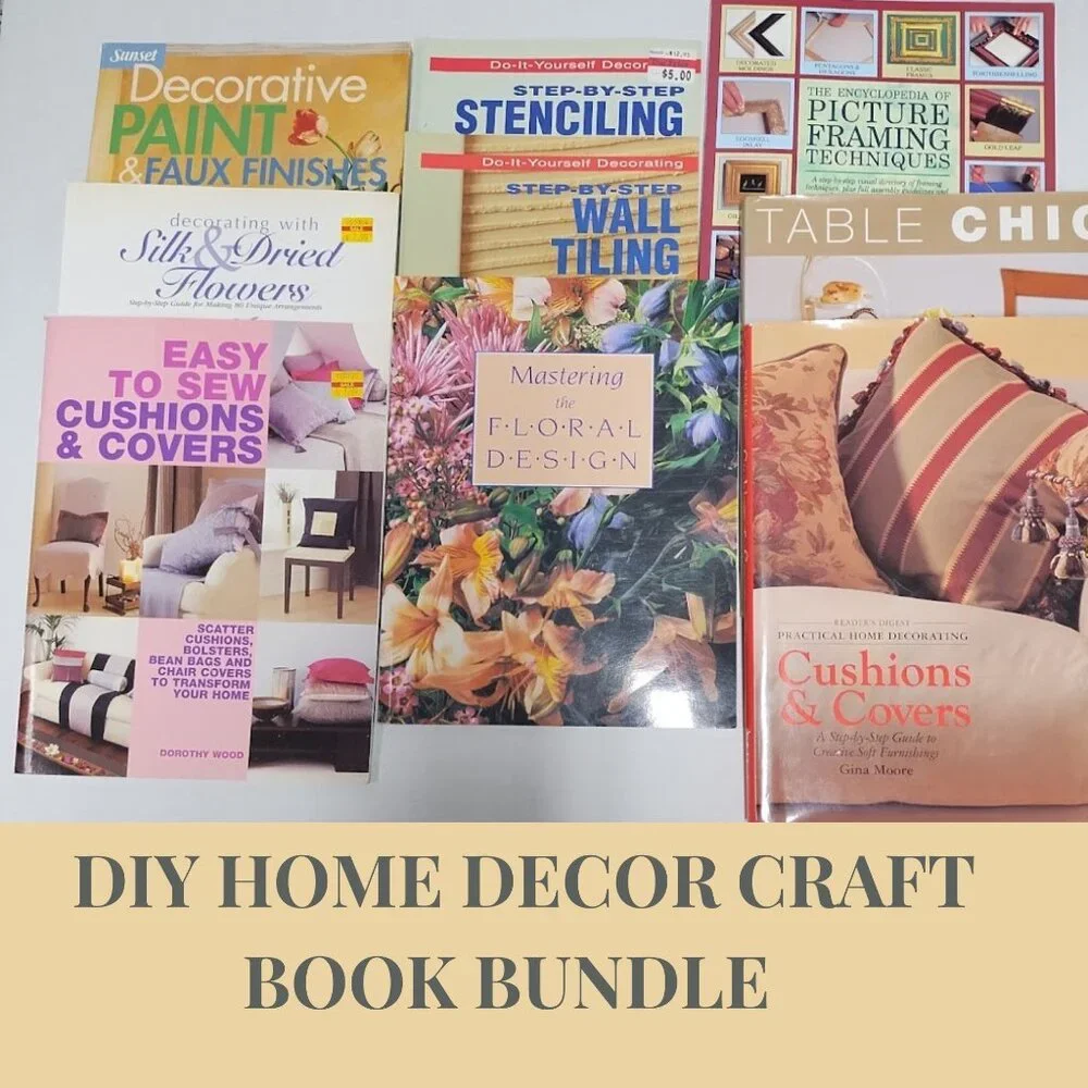 DIY Home Decor Craft Book Bundle Lot Sewing Floral Design Painting Guides